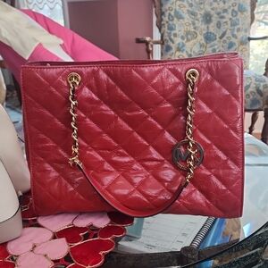Michael Kors Red Quilted Shoulder Bag